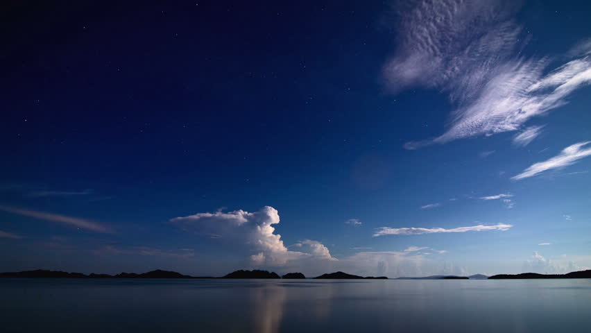 Night sea storm time lapse
