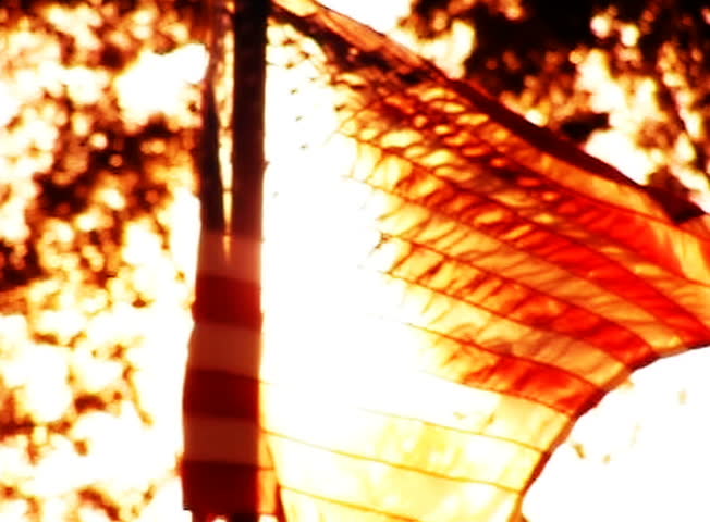 USA Flag Sunset 12 Slow Motion Loop