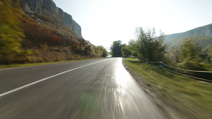 Driving on a winding mountain road in the direction of Ai-Petri, Crimea, Ukraine