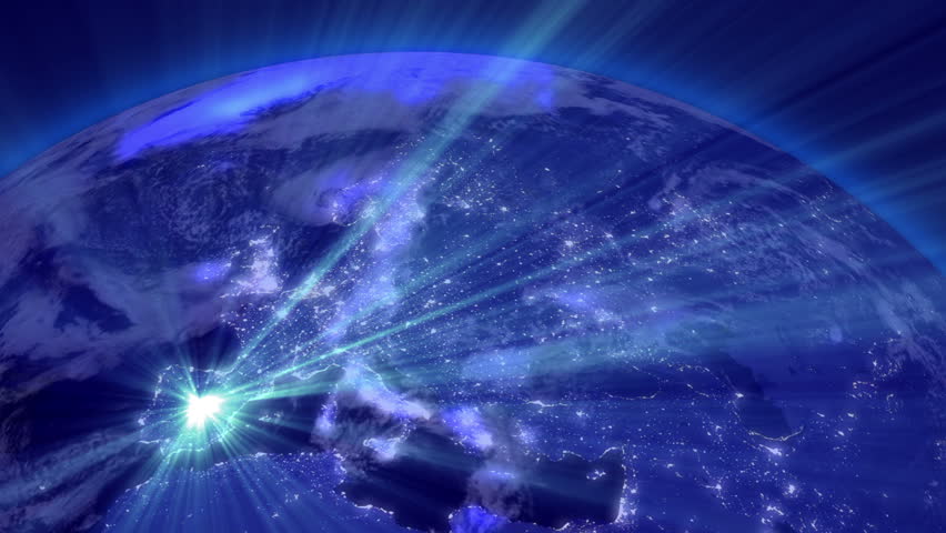 Earth from Space Lightstreaks over Europe view from outer space Satellite point of view