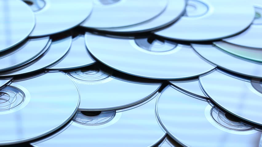 Recordable compact discs in an array.