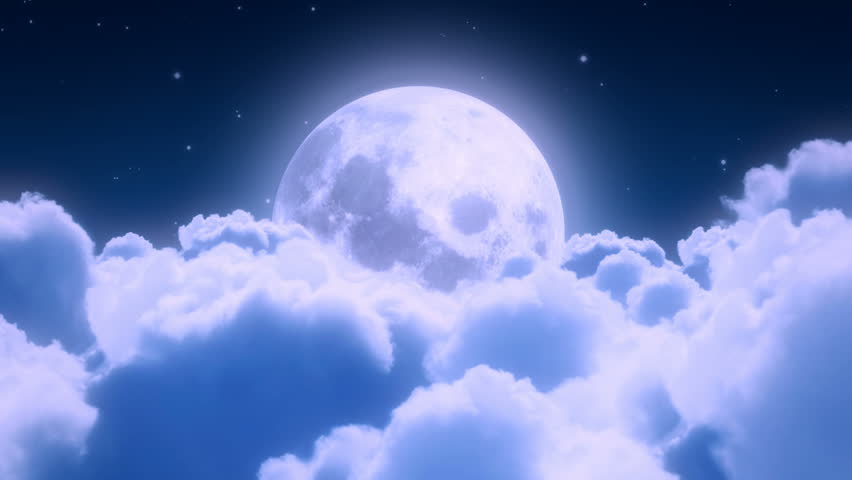 Night clouds and moon - loop flying