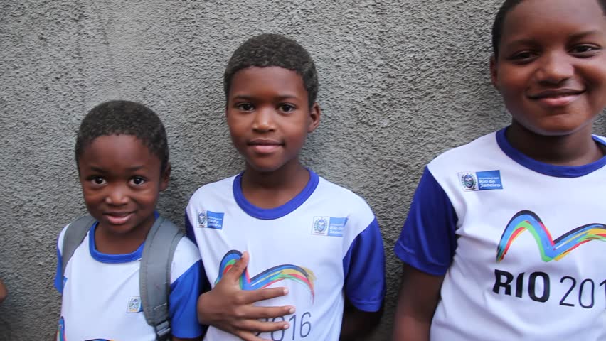 RIO DE JANEIRO, BRAZIL - CIRCA JUNE 2011: Brazilian kids smile at the camera circa June 2011 in Rio de Janeiro.