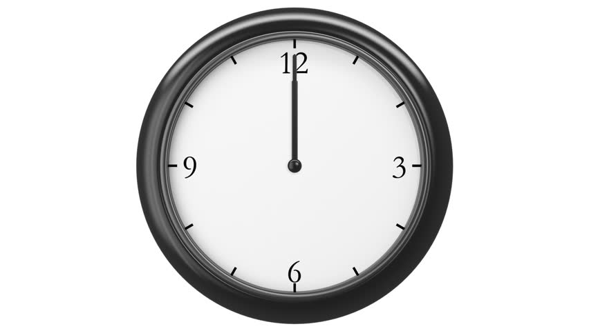 Clock with Twelve hour time lapse, HD 1080, Looped animation.