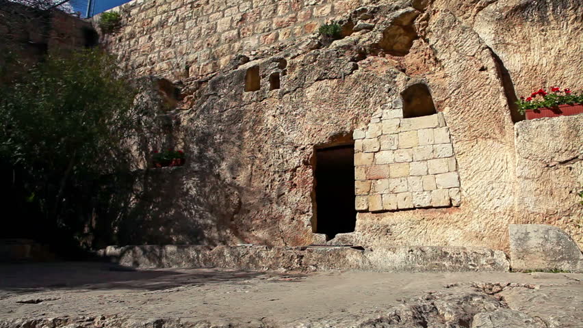 The exterior of the Garden Tomb in Jerusalem, Israel, one of the speculated tombs where Jesus was buried.