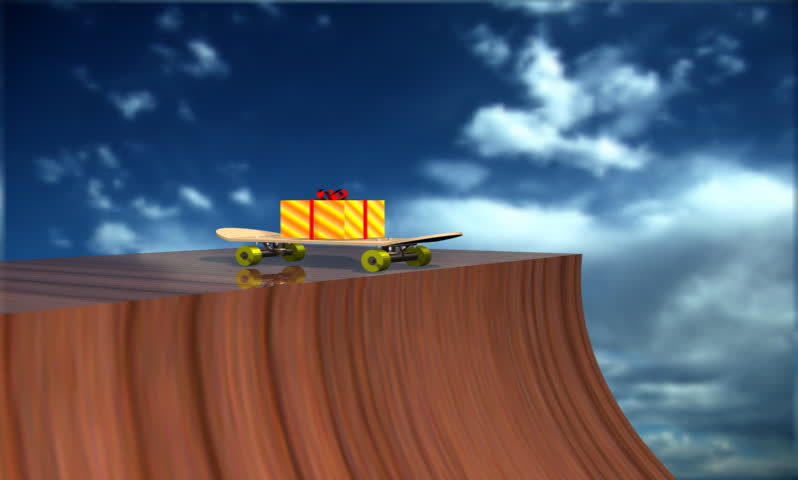 footage of gift box in a roller skater