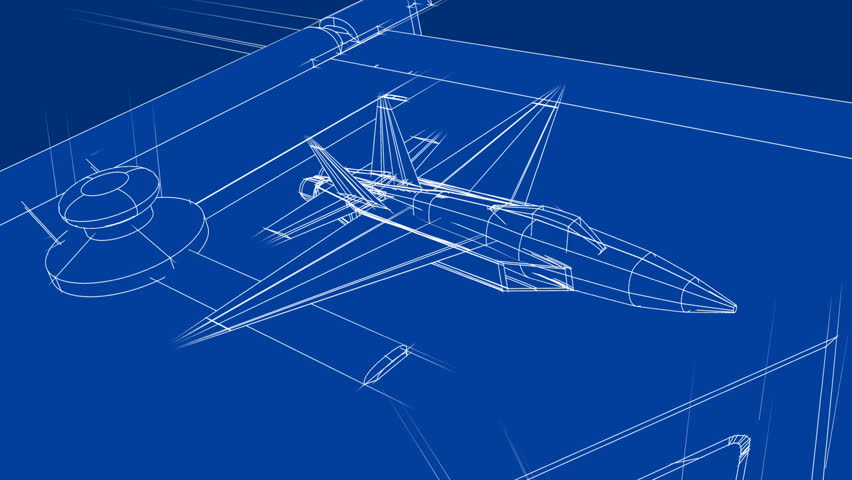 Jet Blueprint on Drafting Table