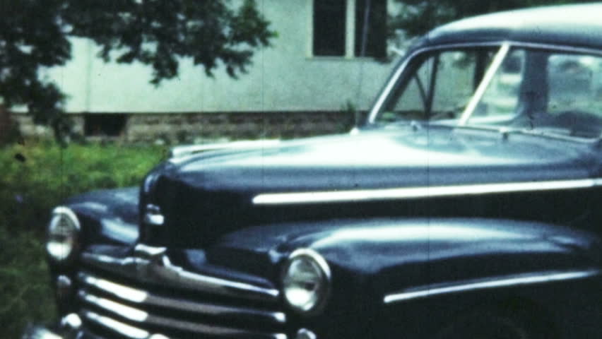 Old Car and Man Archival Film