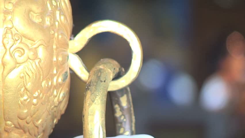 Focus from Door Handle Tibetan Buddha, India