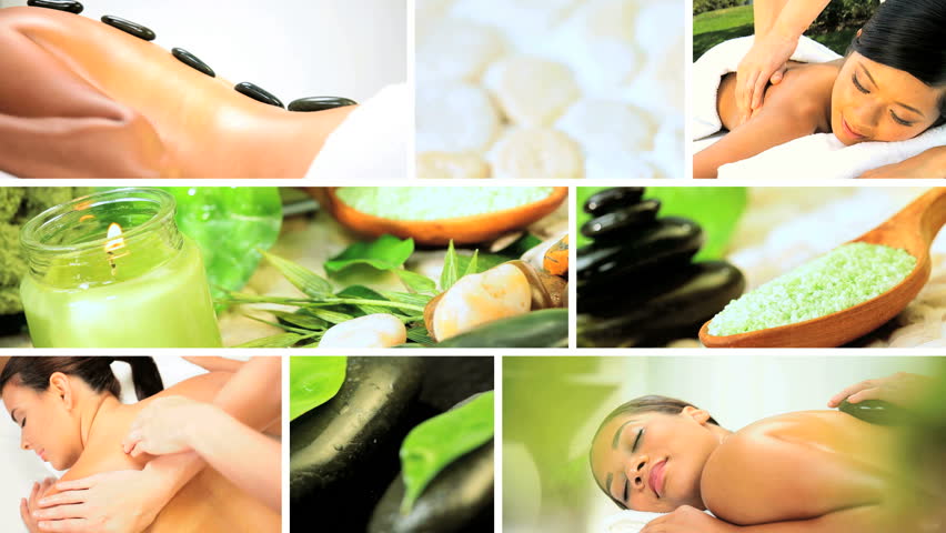 Montage of Multi Ethnic Females Enjoying Spa Treatment