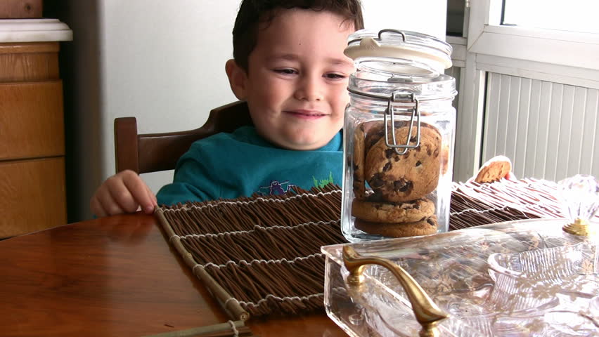 Little Boy and his  yummy chocolate chip cookies