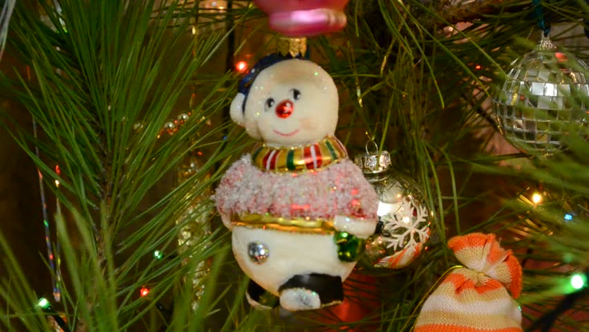 Beautiful Christmas fur-tree decorated with New Year's toys