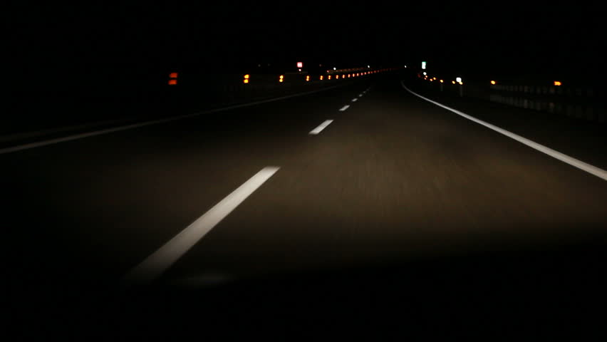 Driving on highway at night