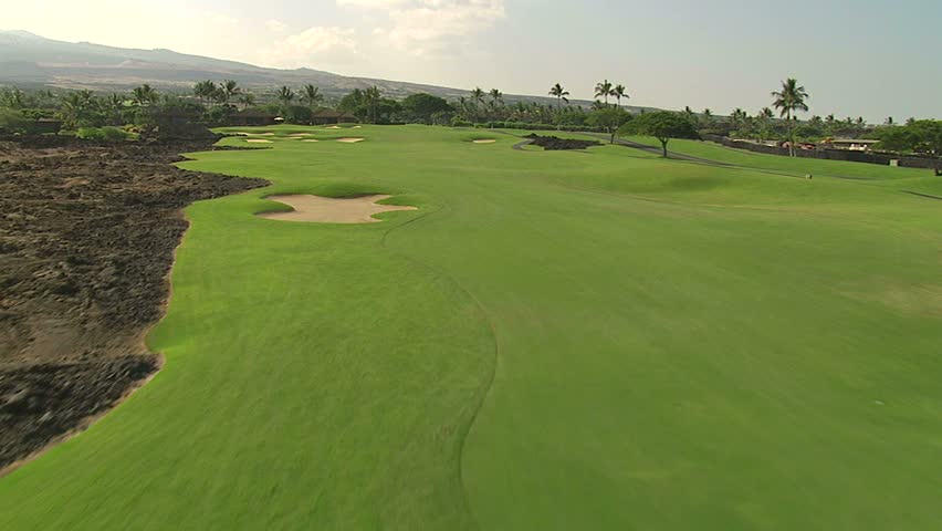 Aerial of golf course at Hualalai, Hawaii