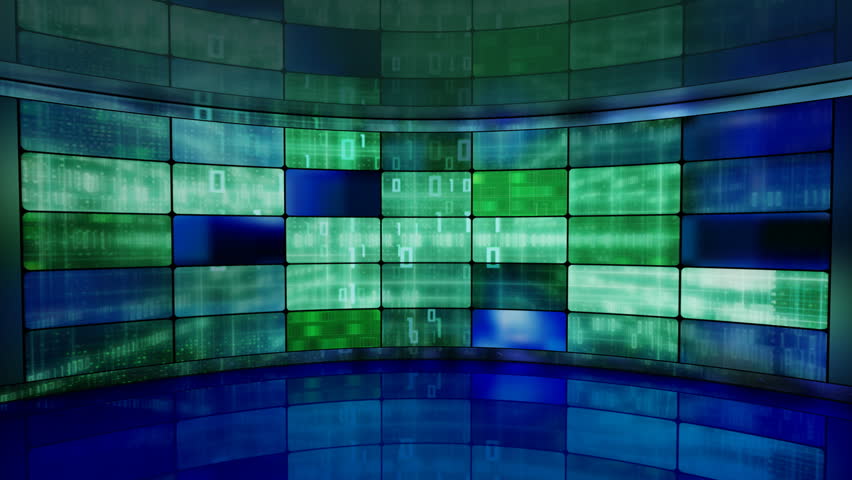 IT high-tech background on screens in virtual studio loop