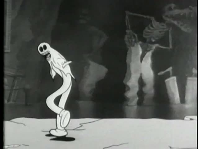 Cartoon of break dancing ghost