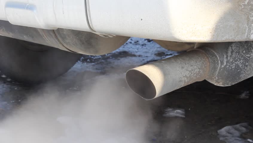Exhaust gases from the muffler running car. HD H.264