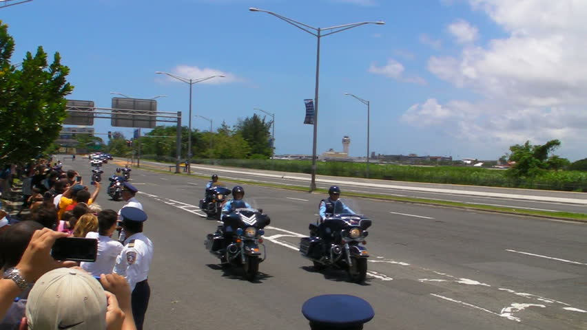 SAN JUAN, PUERTO RICO - JUNE 14: President Barack Obama presidential motorcade leaving Puerto Rico International Airport on June 14, 2011.