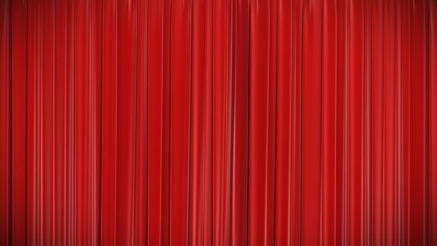 Highly detailed 3d animation of Red curtain opening and closing with green screen, HD 1080.