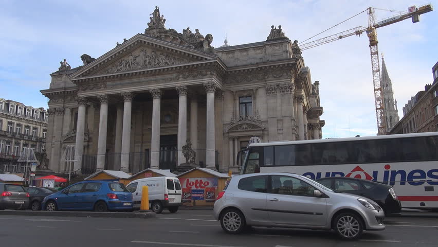 BRUSSELS, BELGIUM - DECEMBER 19: Cars pass near to Stock Exchange on December 19, 2011 in Brussels. 