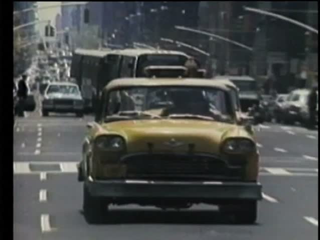 Taxi driving on New York City street