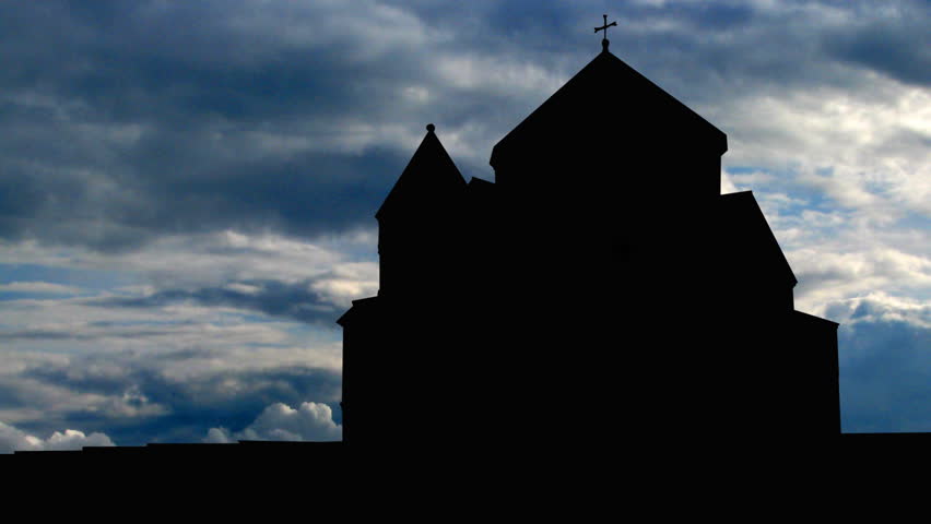 Armenia Hripsime storm clouds, Saint Hripsima Church is one of the oldest surviving churches in Armenia. This church together with other nearby sites is a UNESCO World Heritage Site. 