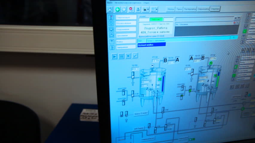 monitor with scheme and control units dairy factory