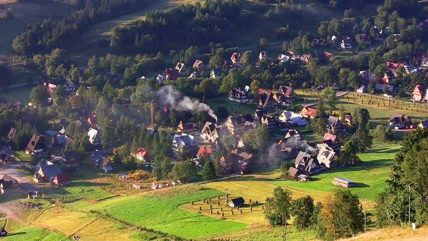 Zakopane, popular tourists mountain town seen at early morning, Poland