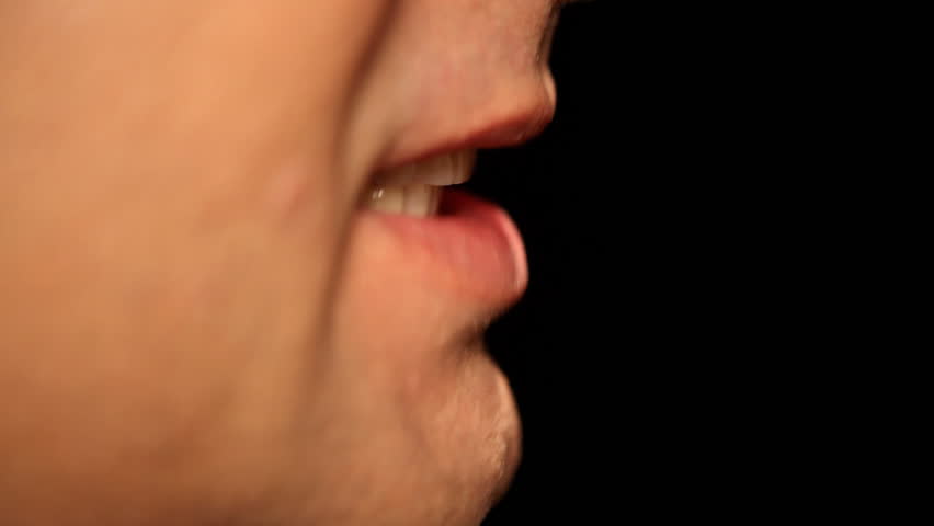 Businessmans mouth talking - Face - Lip - Extreme Close-Up - Profile - Full HD