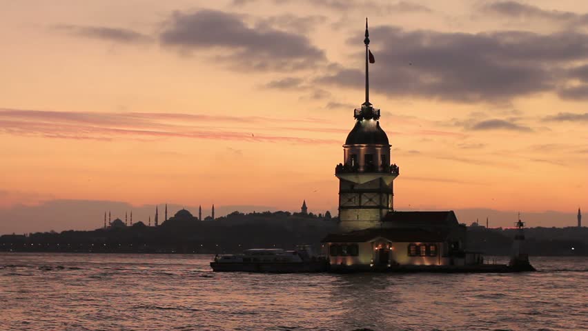 view of istanbul kizkulesi from salacak (asian part of istanbul)