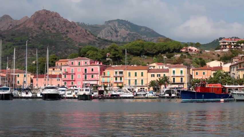 the small marina of Porto Azzurro, Elba Island, Tuscan Archipelago, Italy.