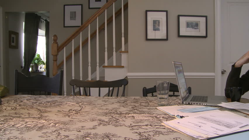 Man working on bills and finances