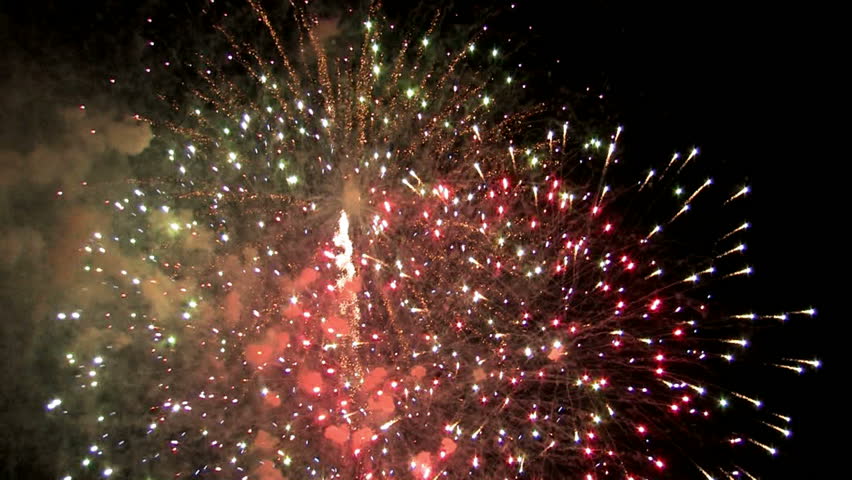 Fireworks at Fort Sam Houston Army post at night. Celebration.