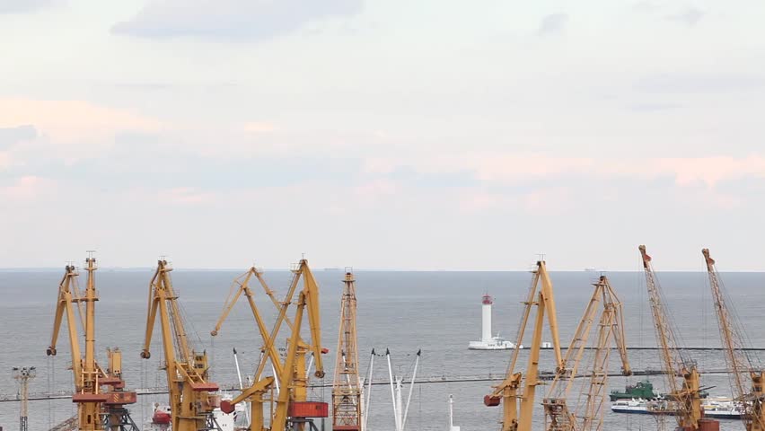 Ocean cruise ship leaves the port of Odessa, Ukraine (Time Lapse)