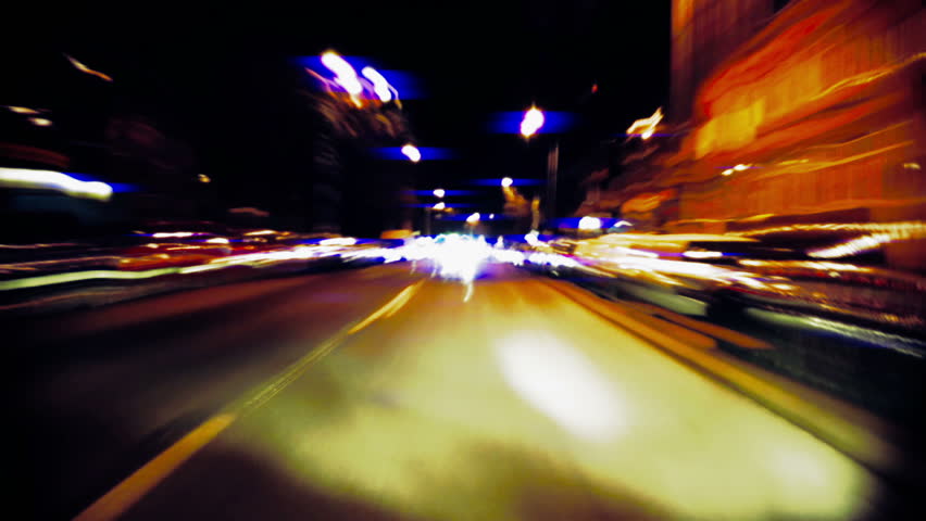 Night drive time lapse, stop to barrier