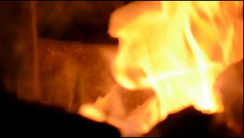 Pine wood burning in the furnace