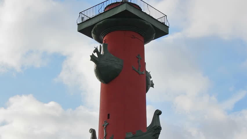 Rostral Columns are significant examples of Greek Revival architecture, St Petersburg, Russia.