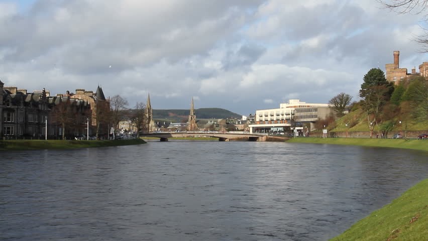 Inverness waterfront with castle Scotland