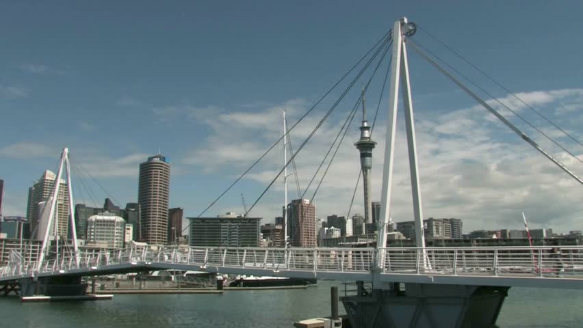 AUCKLAND WYNARD BRIDGE, NEW ZEALAND - CIRCA JANUARY 2012: The Auckland Wynard bridge opened in August 2011, linking the commercial area of the harbor to the viaduct marina, a residential and commercial entertainment precinct.