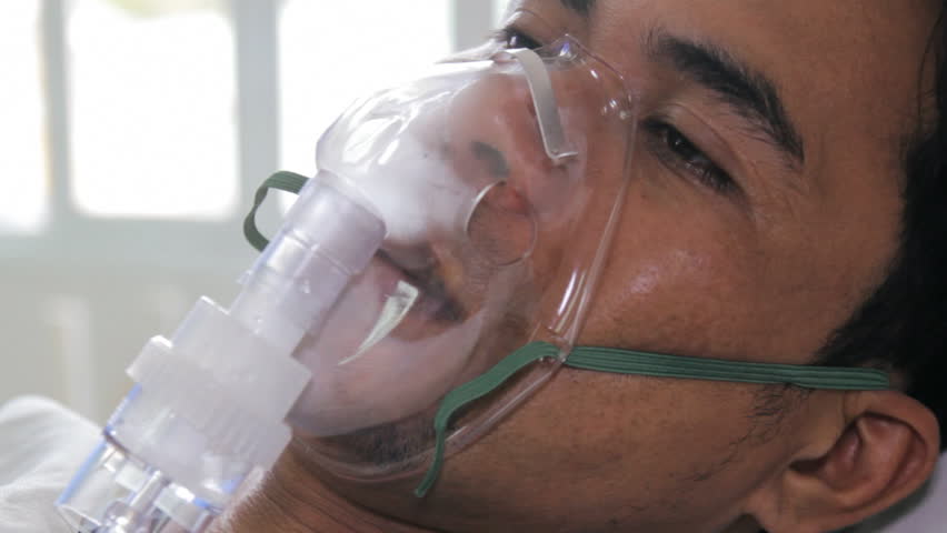 Patient with bronchial asthma receiving medical treatment.