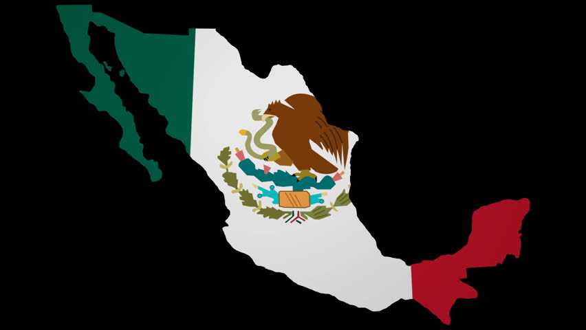 Mexico map with rippling flag animation