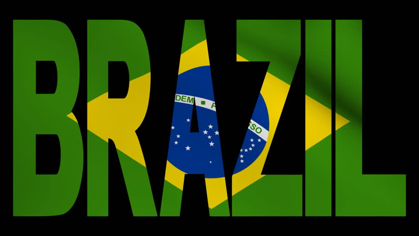 Brazil text with fluttering flag animation
