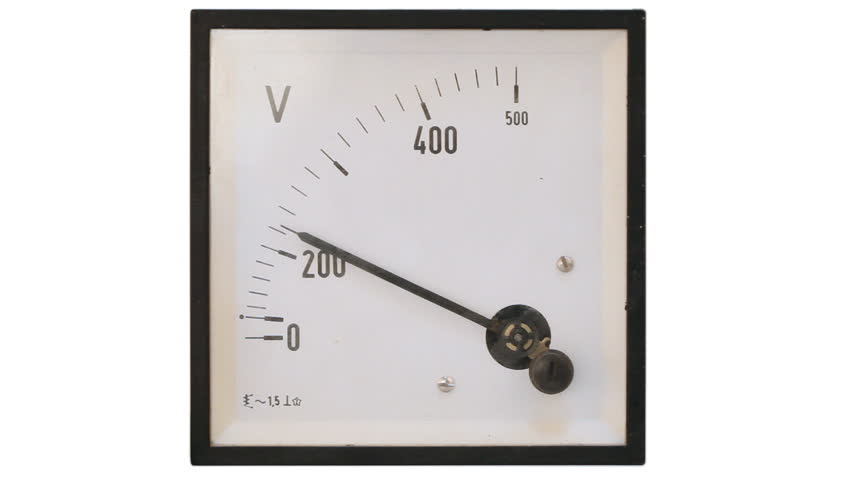 Vintage analog volt meter isolated on white background