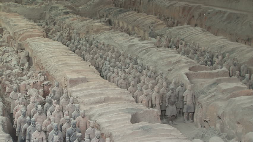 Terracotta Soldiers in Trenches, Xi'an, Shaanxi Province, China, zoom in. Format: NTSC HDV Compression: MotionJPEG-A Camera: Sony HVR-Z1U Size: 1080i (1920 x 1080) Sound: No