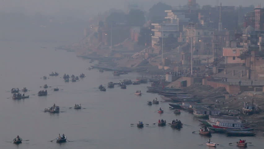Fog in the morning of the ganges varanasi India.