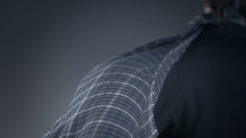 Billowing checkered scarf