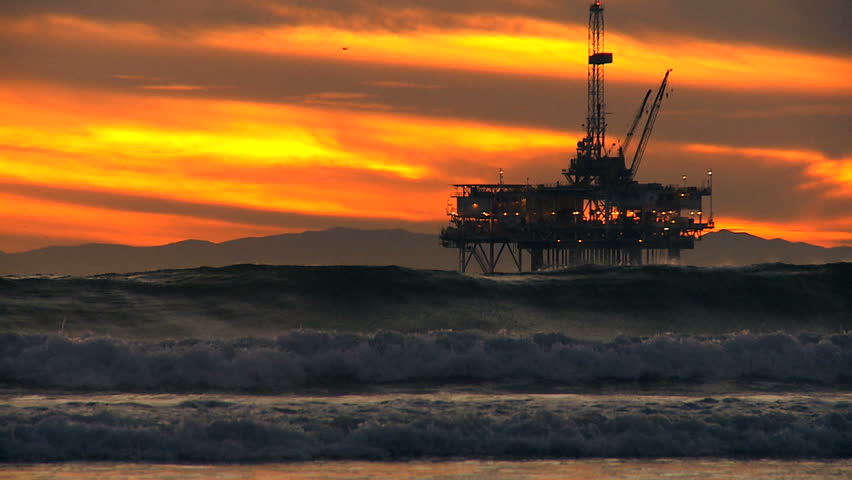 Fossil fuel pumping industrial oil rig