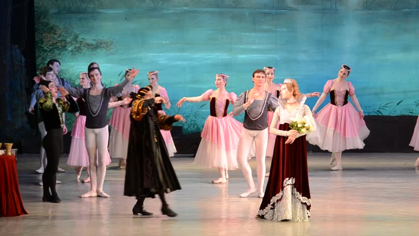 DONETSK, UKRAINE - MARCH 25: Performance of Swan Lake on March 25, 2012 at the Donetsk national academic opera and ballet theatre of A.B.Solovjanenko in Donetsk, Ukraine.