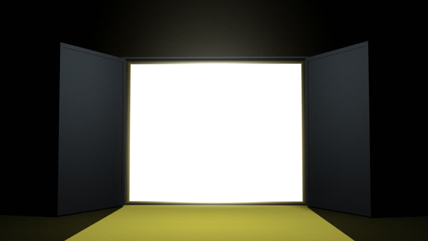 door opening to shining light 