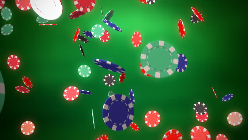 Falling poker chips - green background